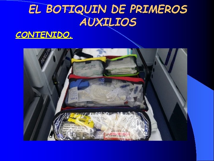 EL BOTIQUIN DE PRIMEROS AUXILIOS CONTENIDO. 