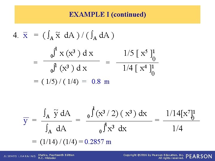 EXAMPLE I (continued) ~ 4. x = ( A x d. A ) /