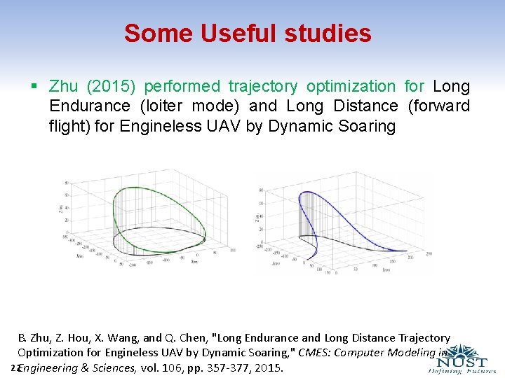 Some Useful studies § Zhu (2015) performed trajectory optimization for Long Endurance (loiter mode)