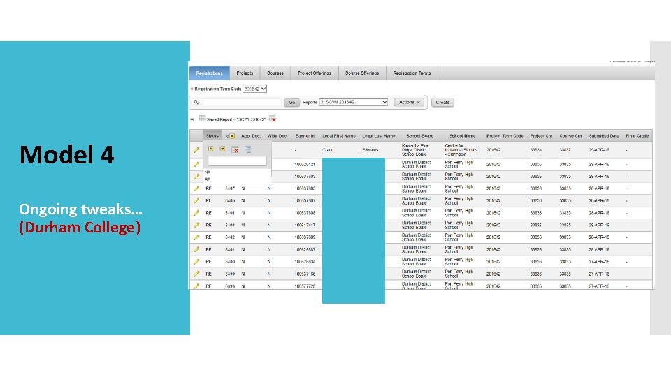 Model 4 Ongoing tweaks… (Durham College) 