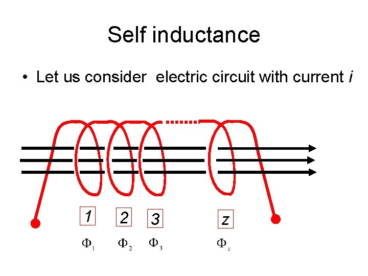 Self inductance • Let us consider electric circuit with current i 1 2 3