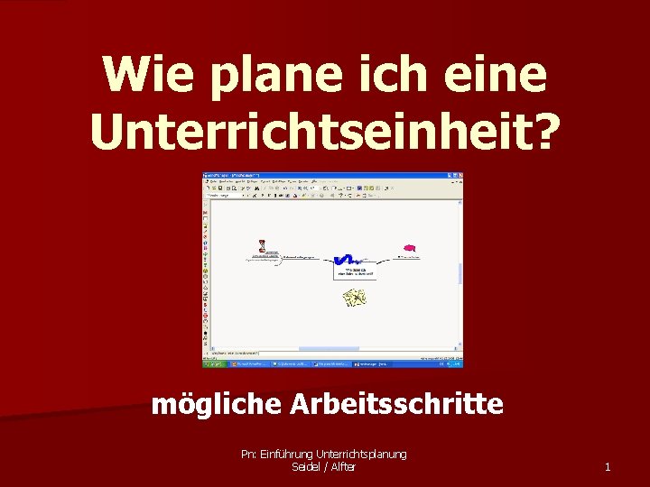 Wie plane ich eine Unterrichtseinheit? mögliche Arbeitsschritte Pn: Einführung Unterrichtsplanung Seidel / Alfter 1