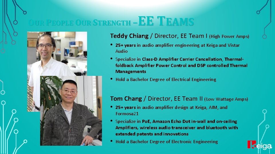 OUR PEOPLE OUR STRENGTH – EE TEAMS Teddy Chiang / Director, EE Team I