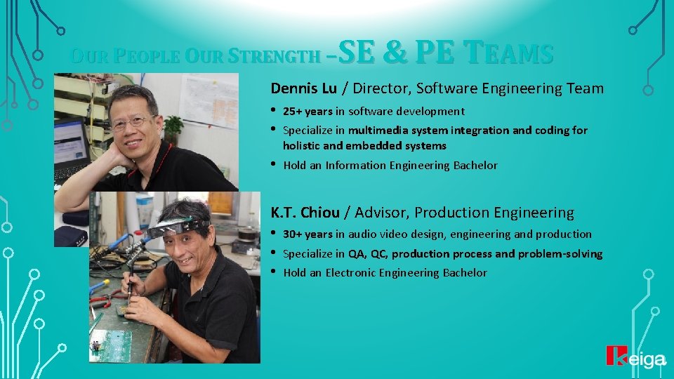 OUR PEOPLE OUR STRENGTH – SE & PE TEAMS Dennis Lu / Director, Software