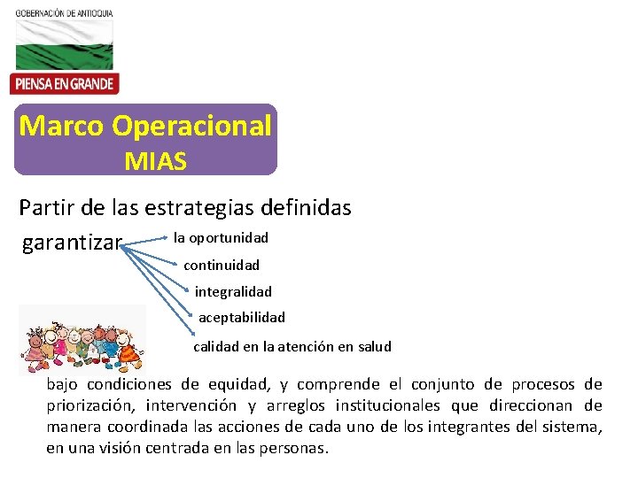 Marco Operacional MIAS Partir de las estrategias definidas la oportunidad garantizar continuidad integralidad aceptabilidad