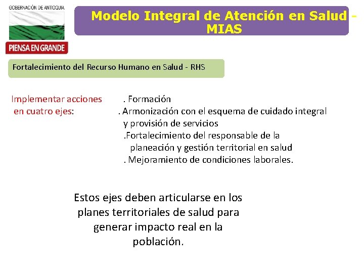 Modelo Integral de Atención en Salud MIAS Fortalecimiento del Recurso Humano en Salud -