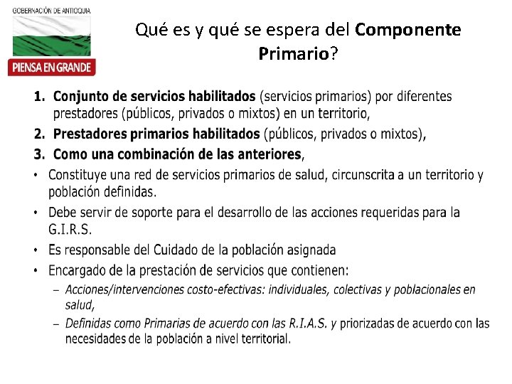 Qué es y qué se espera del Componente Primario? 