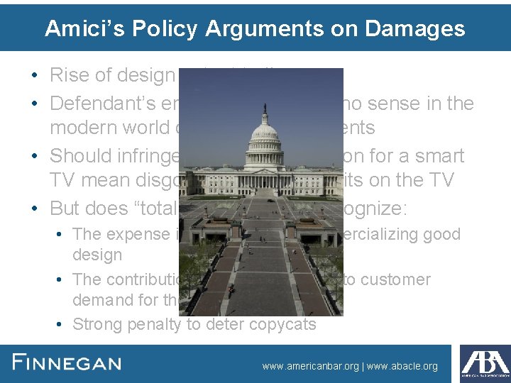 Amici’s Policy Arguments on Damages • Rise of design patent trolls • Defendant’s entire Amici’s Policy Arguments on Damages • Rise of design patent trolls • Defendant’s entire