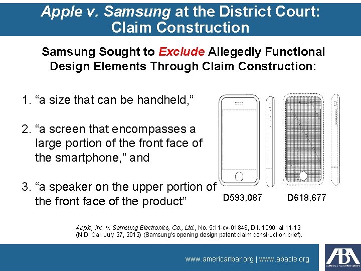 Apple v. Samsung at the District Court: Claim Construction Samsung Sought to Exclude Allegedly Apple v. Samsung at the District Court: Claim Construction Samsung Sought to Exclude Allegedly