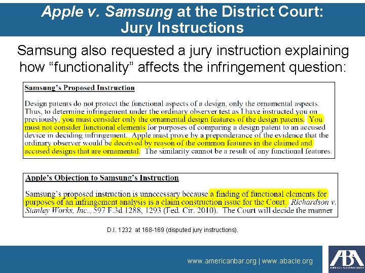 Apple v. Samsung at the District Court: Jury Instructions Samsung also requested a jury