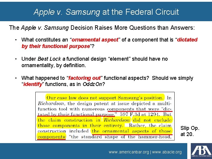 Apple v. Samsung at the Federal Circuit The Apple v. Samsung Decision Raises More
