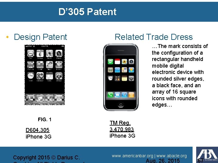 D’ 305 Patent • Design Patent Related Trade Dress …The mark consists of the