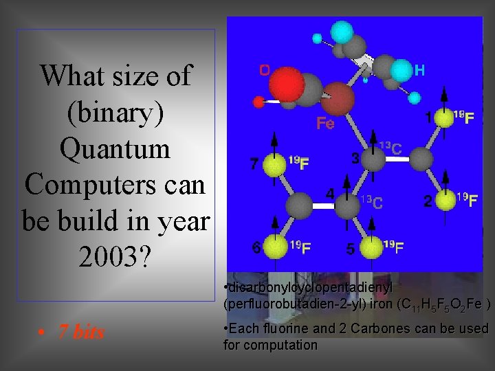 What size of (binary) Quantum Computers can be build in year 2003? • dicarbonylcyclopentadienyl