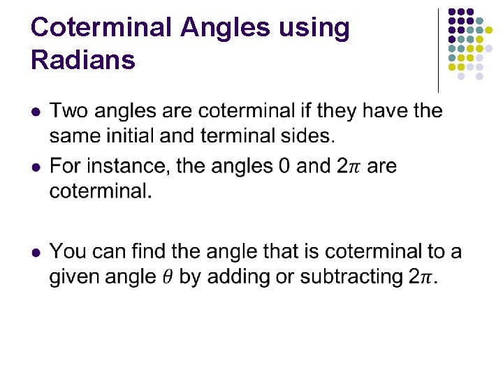 Coterminal Angles using Radians l 