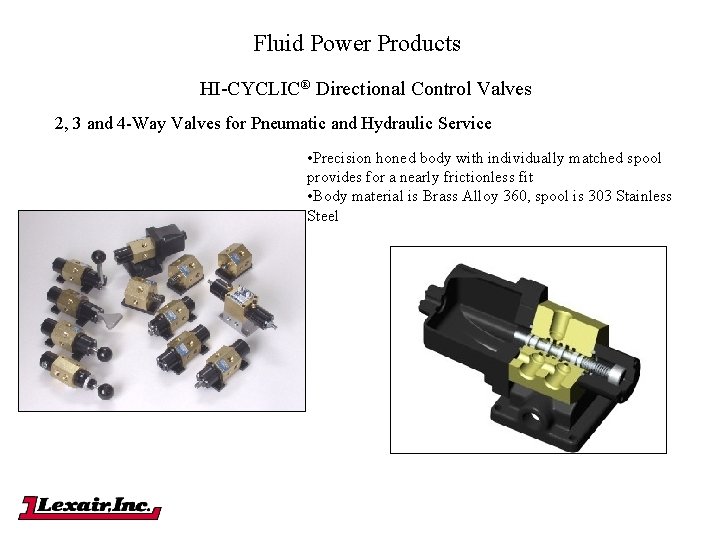 Fluid Power Products HI-CYCLIC® Directional Control Valves 2, 3 and 4 -Way Valves for