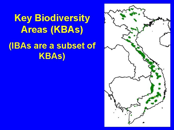 Key Biodiversity Areas (KBAs) (IBAs are a subset of KBAs) 