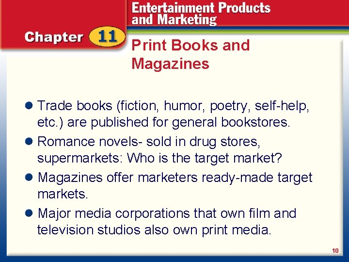 Print Books and Magazines Trade books (fiction, humor, poetry, self-help, etc. ) are published