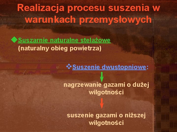 Realizacja procesu suszenia w warunkach przemysłowych u. Suszarnie naturalne stelażowe (naturalny obieg powietrza) v. Realizacja procesu suszenia w warunkach przemysłowych u. Suszarnie naturalne stelażowe (naturalny obieg powietrza) v.