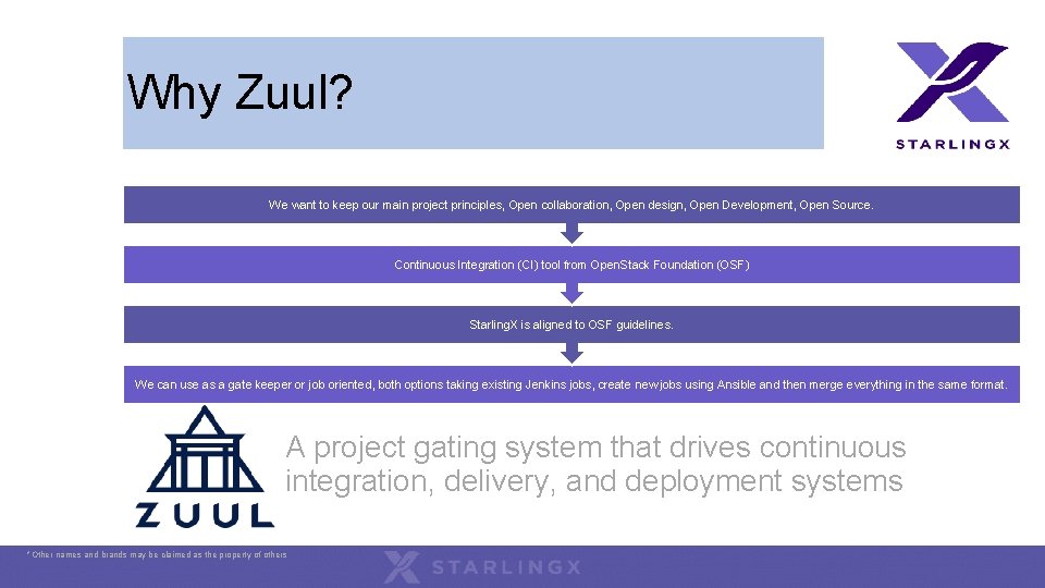 Why Zuul? We want to keep our main project principles, Open collaboration, Open design, Why Zuul? We want to keep our main project principles, Open collaboration, Open design,