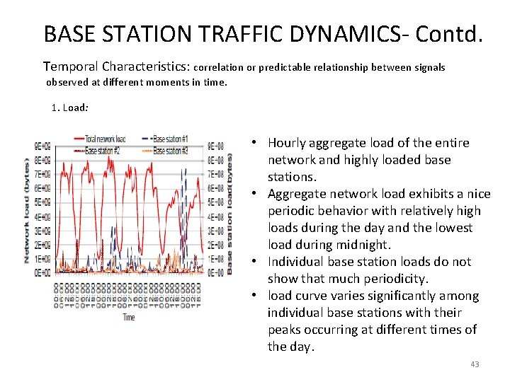 BASE STATION TRAFFIC DYNAMICS- Contd. Temporal Characteristics: correlation or predictable relationship between signals observed