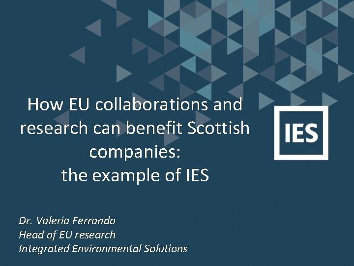 How EU collaborations and research can benefit Scottish companies: the example of IES Dr.