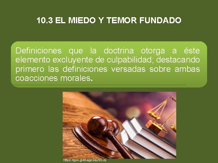 10. 3 EL MIEDO Y TEMOR FUNDADO Definiciones que la doctrina otorga a éste