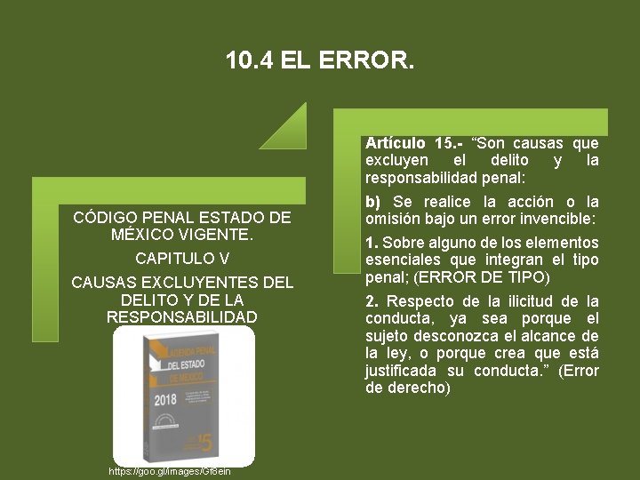 10. 4 EL ERROR. CÓDIGO PENAL ESTADO DE MÉXICO VIGENTE. CAPITULO V CAUSAS EXCLUYENTES