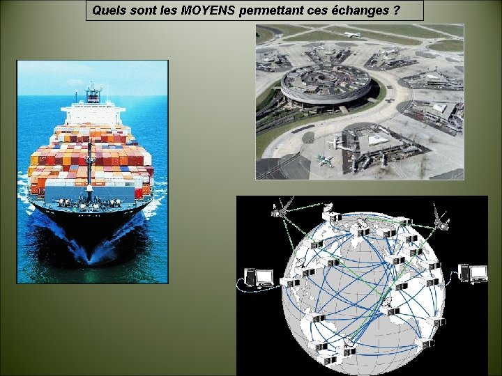 Quels sont les MOYENS permettant ces échanges ? 