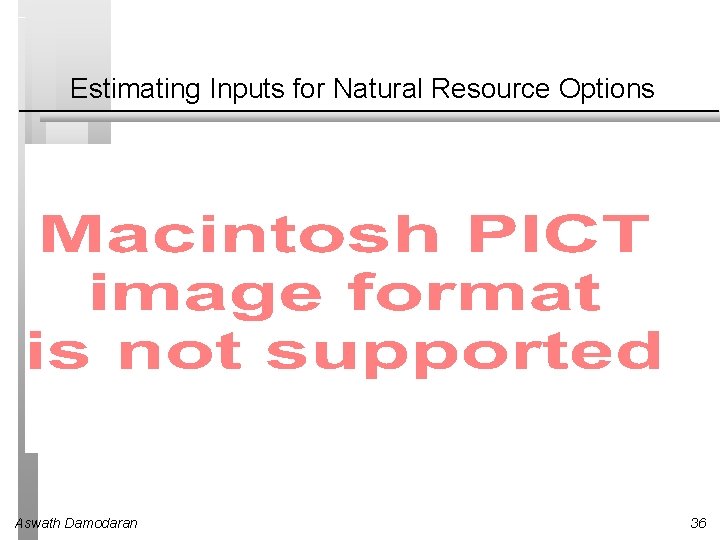 Estimating Inputs for Natural Resource Options Aswath Damodaran 36 