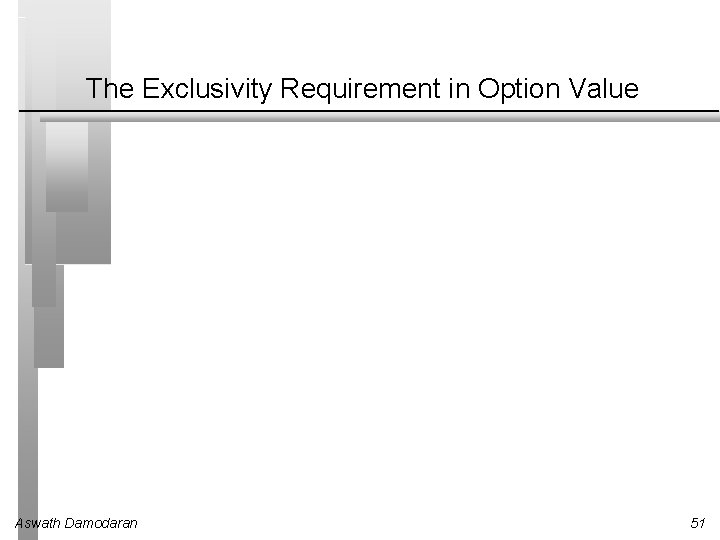 The Exclusivity Requirement in Option Value Aswath Damodaran 51 