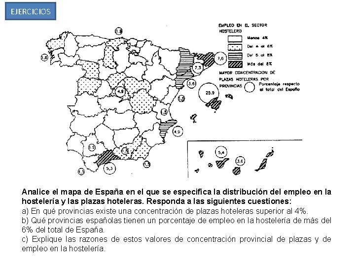 EJERCICIOS Analice el mapa de España en el que se especifica la distribución del
