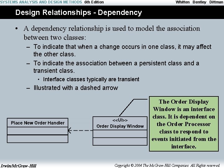 SYSTEMS ANALYSIS AND DESIGN METHODS 6 th Edition Whitten Bentley Dittman Design Relationships -
