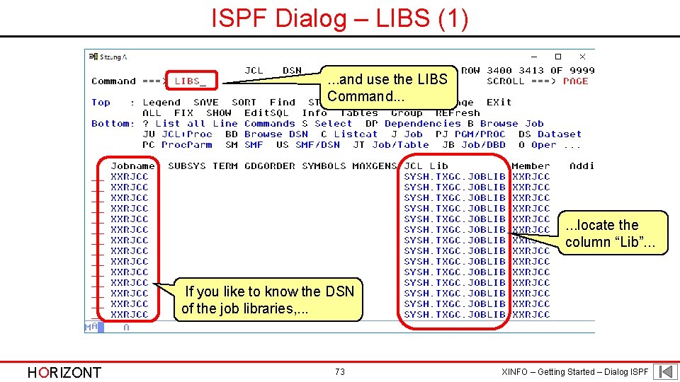 ISPF Dialog – LIBS (1). . . and use the LIBS Command. . .