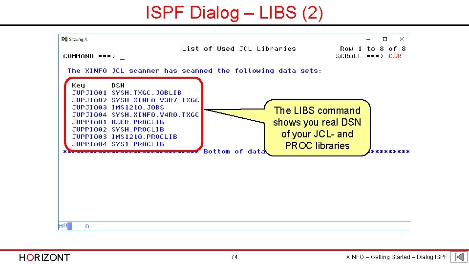 ISPF Dialog – LIBS (2) The LIBS command shows you real DSN of your