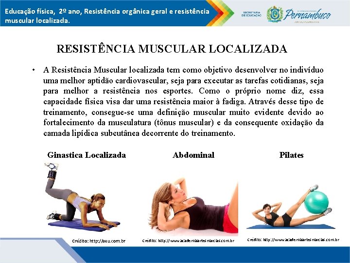 Educação física, 2º ano, Resistência orgânica geral e resistência muscular localizada. RESISTÊNCIA MUSCULAR LOCALIZADA