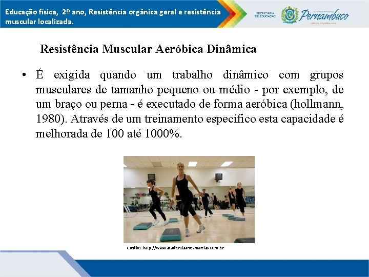 Educação física, 2º ano, Resistência orgânica geral e resistência muscular localizada. Resistência Muscular Aeróbica