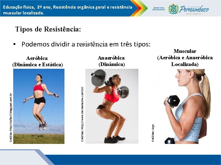 Educação física, 2º ano, Resistência orgânica geral e resistência muscular localizada. Tipos de Resistência: