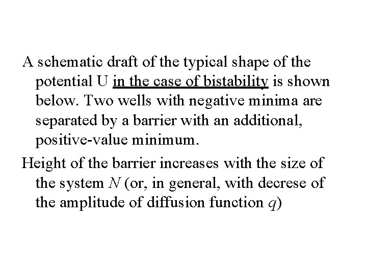 A schematic draft of the typical shape of the potential U in the case