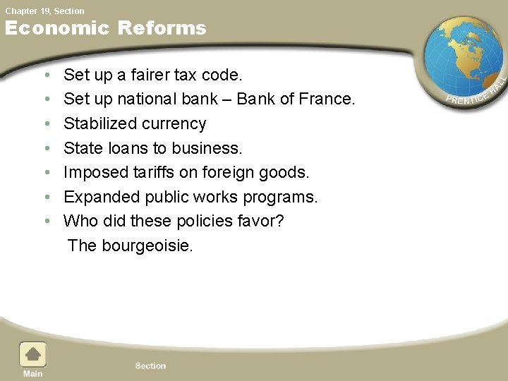 Chapter 19, Section Economic Reforms • Set up a fairer tax code. • Set