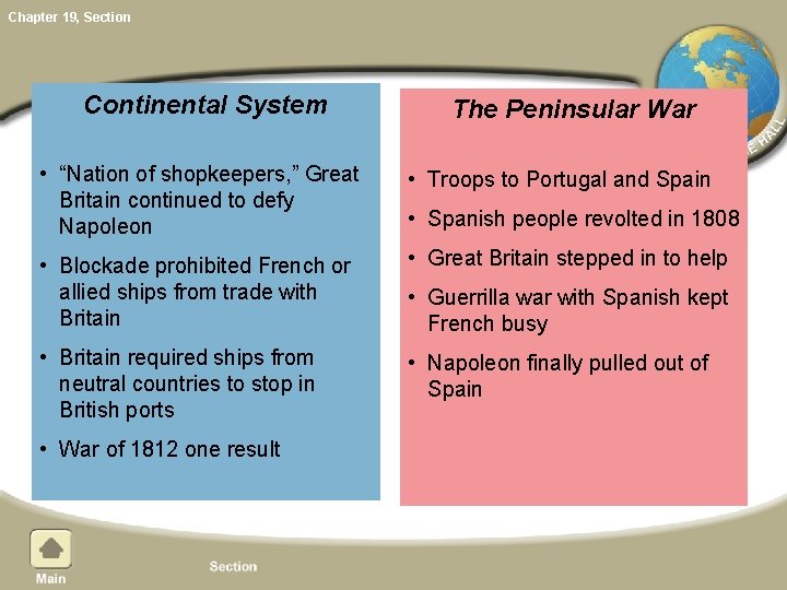 Chapter 19, Section Continental System The Peninsular War • “Nation of shopkeepers, ” Great