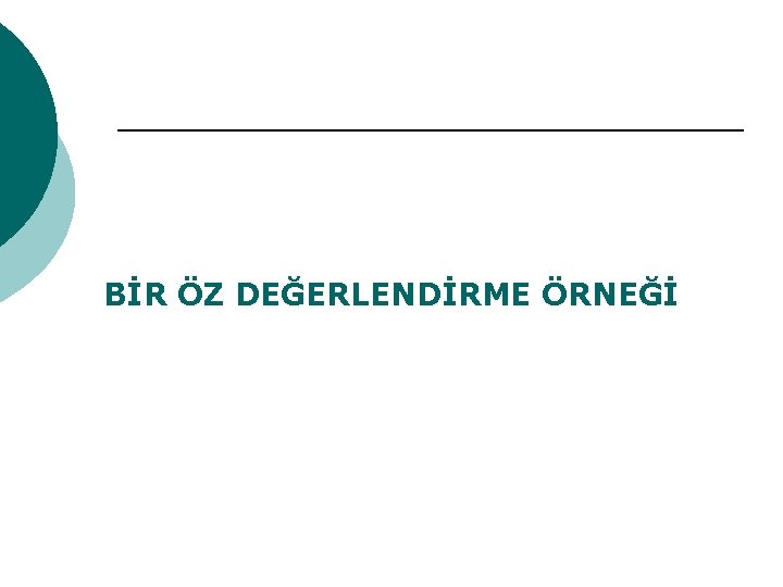 BİR ÖZ DEĞERLENDİRME ÖRNEĞİ 