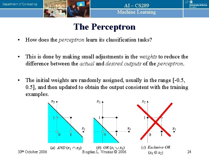 AI – CS 289 Machine Learning The Perceptron • How does the perceptron learn AI – CS 289 Machine Learning The Perceptron • How does the perceptron learn