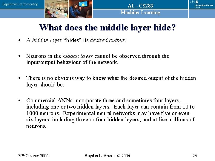 AI – CS 289 Machine Learning What does the middle layer hide? • A AI – CS 289 Machine Learning What does the middle layer hide? • A
