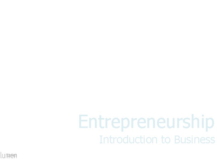 Entrepreneurship Introduction to Business 