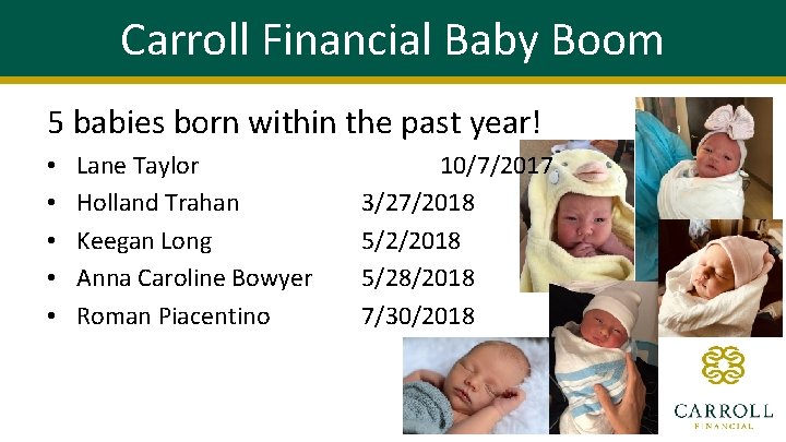 Carroll Financial Baby Boom 5 babies born within the past year! • • •