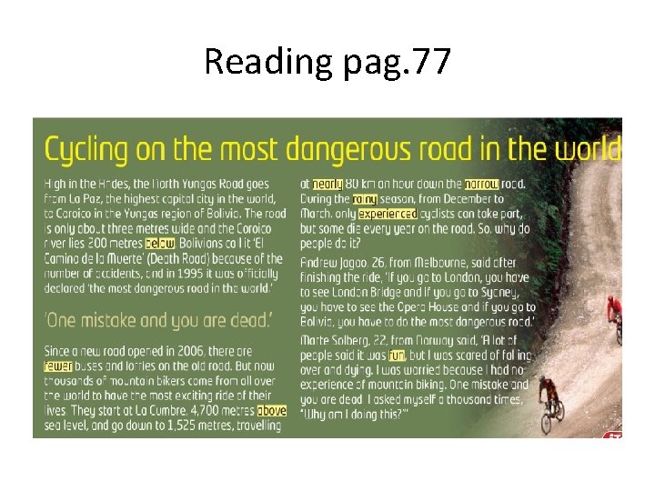 Reading pag. 77 Reading pag. 77