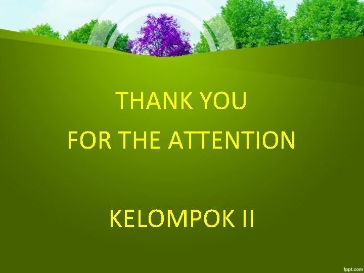 THANK YOU FOR THE ATTENTION KELOMPOK II 