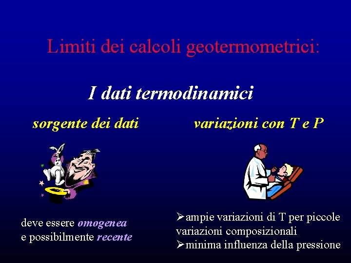 Limiti dei calcoli geotermometrici: I dati termodinamici sorgente dei dati deve essere omogenea e Limiti dei calcoli geotermometrici: I dati termodinamici sorgente dei dati deve essere omogenea e