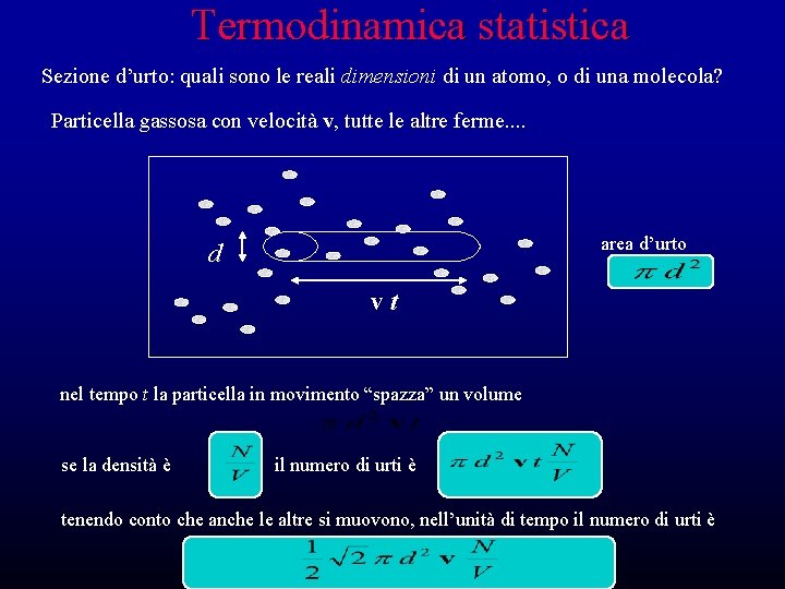 Termodinamica statistica Sezione d’urto: quali sono le reali dimensioni di un atomo, o di Termodinamica statistica Sezione d’urto: quali sono le reali dimensioni di un atomo, o di