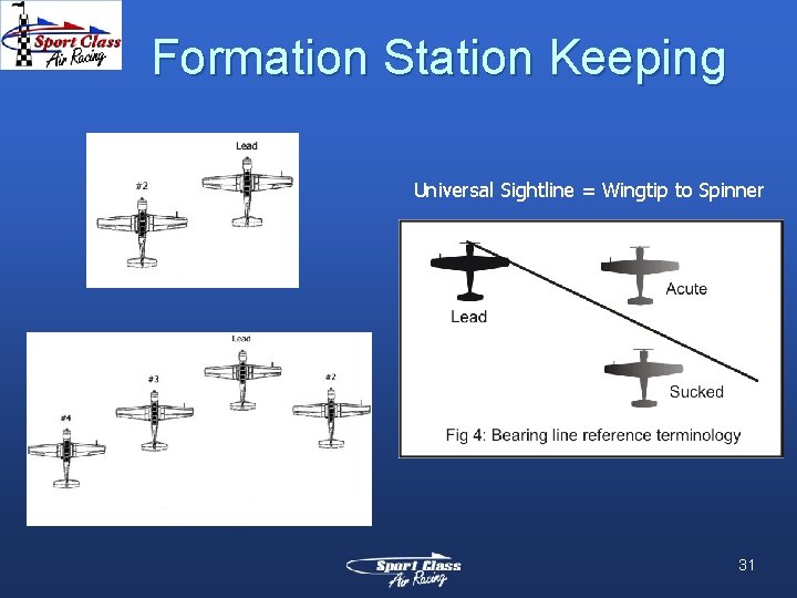 Formation Station Keeping Universal Sightline = Wingtip to Spinner 31 